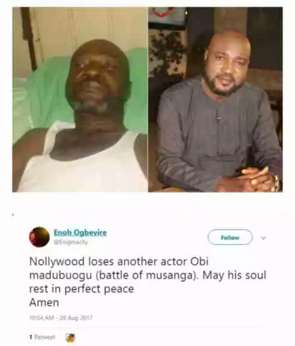Popular Nollywood Actor, Obi Madubogwu, Is Dead!! (Photos)